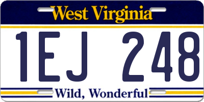 WV license plate 1EJ248
