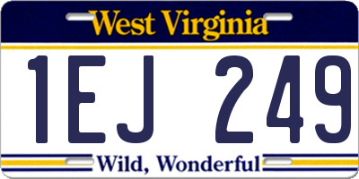 WV license plate 1EJ249