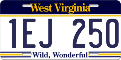 WV license plate 1EJ250
