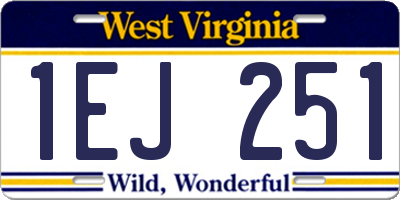 WV license plate 1EJ251