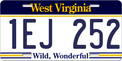 WV license plate 1EJ252