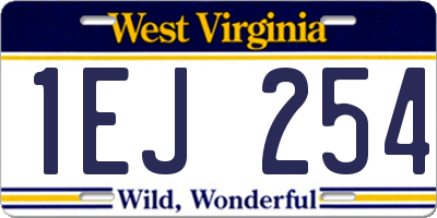WV license plate 1EJ254
