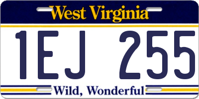 WV license plate 1EJ255