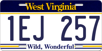 WV license plate 1EJ257