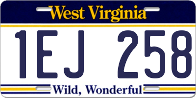 WV license plate 1EJ258