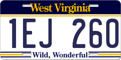 WV license plate 1EJ260