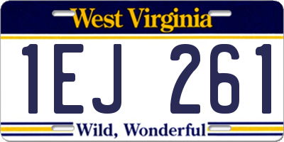 WV license plate 1EJ261