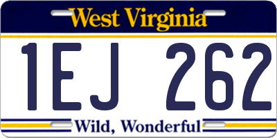 WV license plate 1EJ262