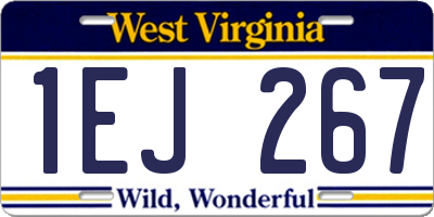 WV license plate 1EJ267