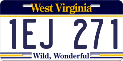 WV license plate 1EJ271