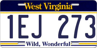 WV license plate 1EJ273