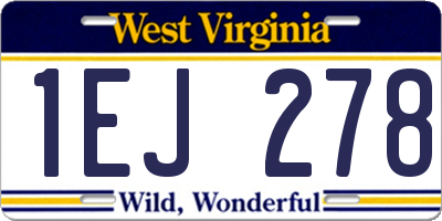 WV license plate 1EJ278
