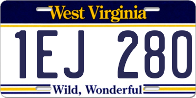 WV license plate 1EJ280