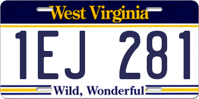 WV license plate 1EJ281