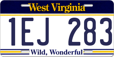 WV license plate 1EJ283