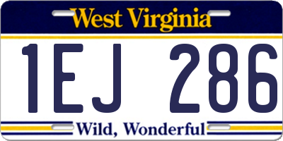 WV license plate 1EJ286