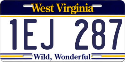 WV license plate 1EJ287
