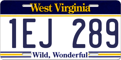 WV license plate 1EJ289