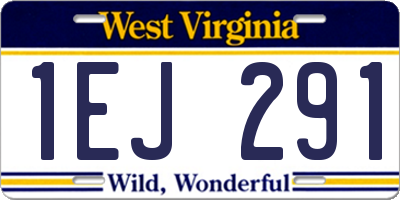 WV license plate 1EJ291
