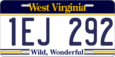 WV license plate 1EJ292