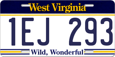 WV license plate 1EJ293