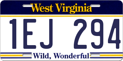 WV license plate 1EJ294