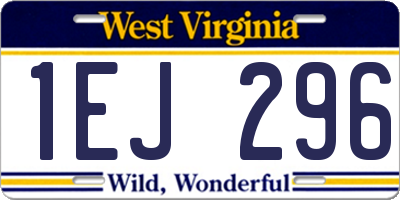 WV license plate 1EJ296