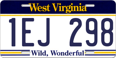 WV license plate 1EJ298