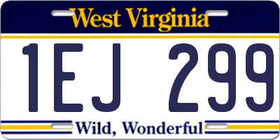 WV license plate 1EJ299