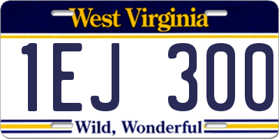 WV license plate 1EJ300