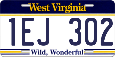 WV license plate 1EJ302