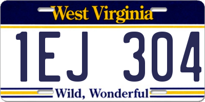 WV license plate 1EJ304