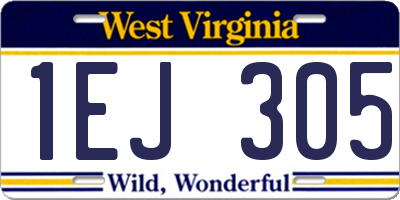 WV license plate 1EJ305