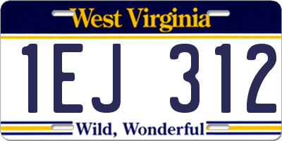 WV license plate 1EJ312