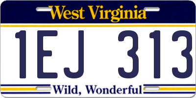 WV license plate 1EJ313