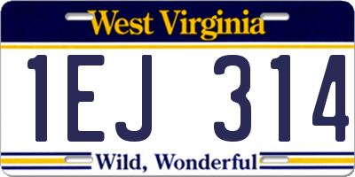 WV license plate 1EJ314