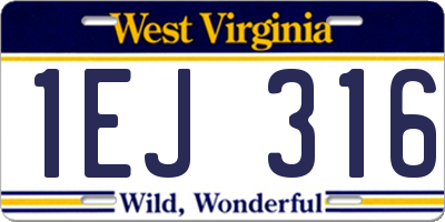 WV license plate 1EJ316