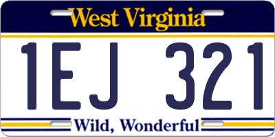 WV license plate 1EJ321