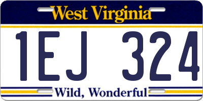 WV license plate 1EJ324