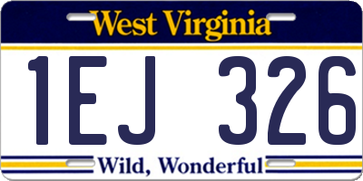 WV license plate 1EJ326