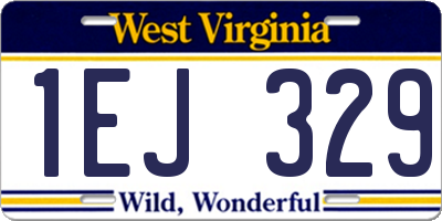 WV license plate 1EJ329