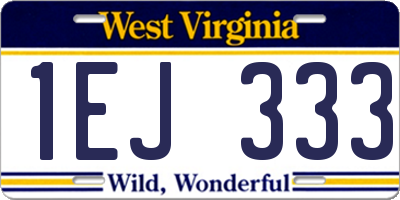 WV license plate 1EJ333
