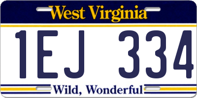 WV license plate 1EJ334