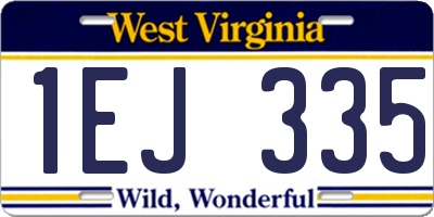 WV license plate 1EJ335