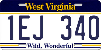 WV license plate 1EJ340