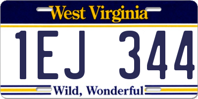 WV license plate 1EJ344
