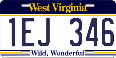 WV license plate 1EJ346