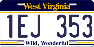 WV license plate 1EJ353