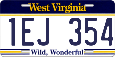 WV license plate 1EJ354