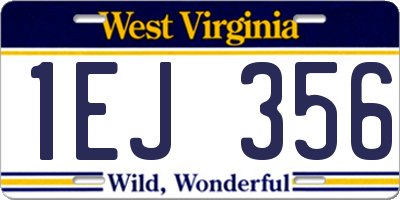 WV license plate 1EJ356